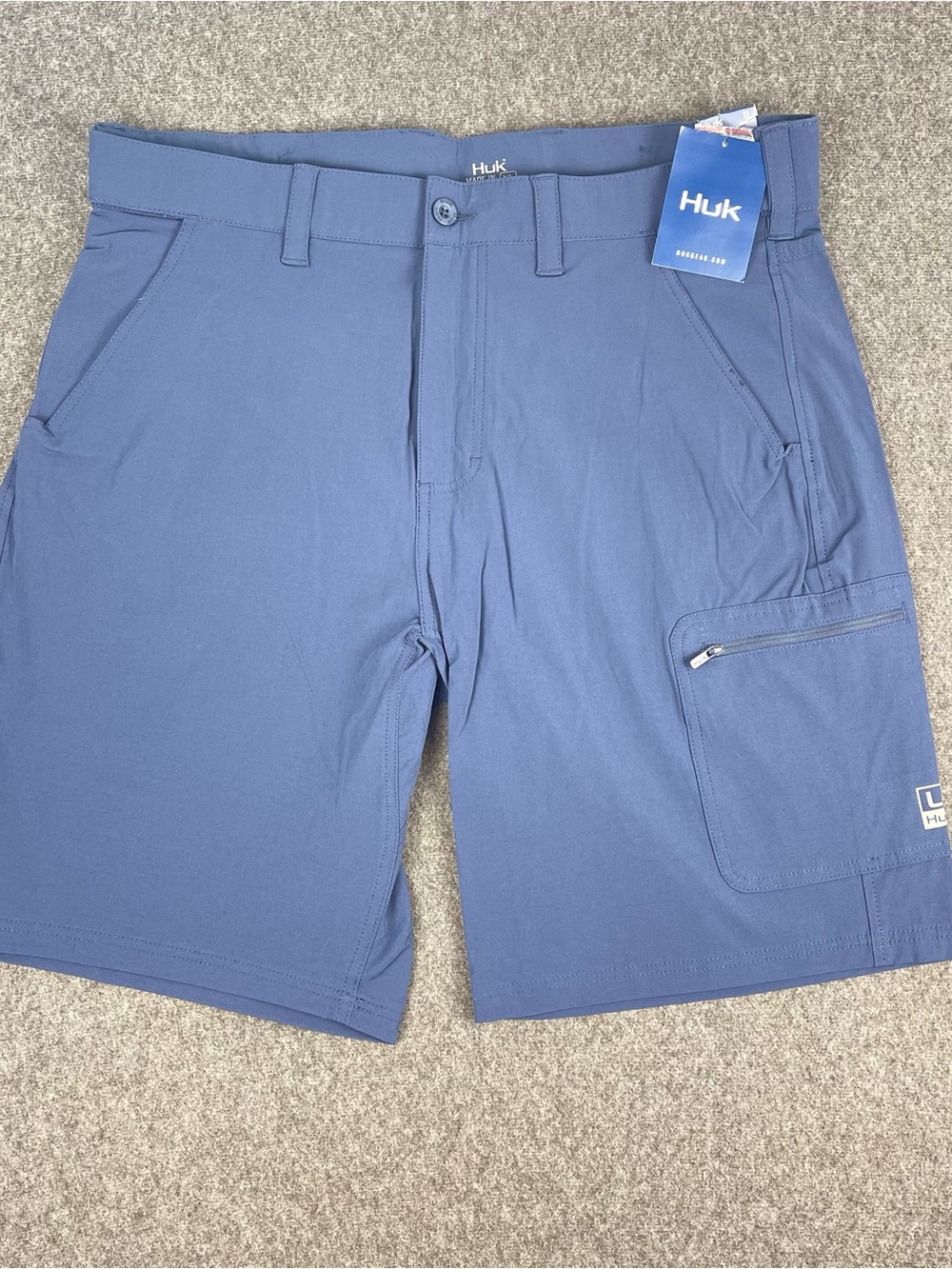 Huk Next Level Shorts Blue Men's XL 10.5" Inseam Cargo Elastic Waistband NWT $65